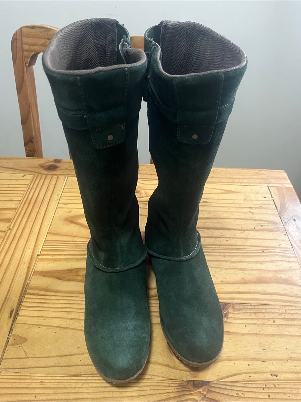 Eddie Bauer Trace Boots Tall Suede in Dark Green Waterproof - Picture 4 of 9
